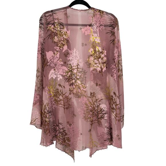 Cheri by Mon Cheri Sweaters - Mon Cheri Bridal Silk Kimono Size S Burnout Floral Beaded Fairy Dust Rose Pink
